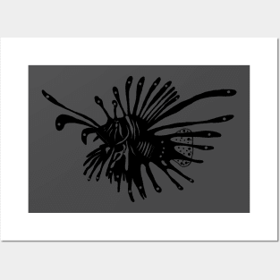 Lionfish silhouette Posters and Art